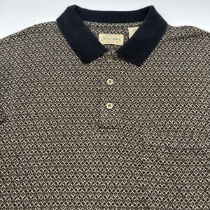 Vintage St Johns Bay Mens Short Sleeve Polo Shirt Size Large Diamond Pattern